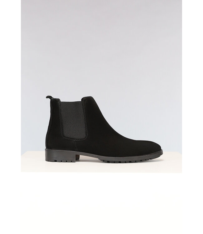 Zwarte Suèdelook Chelsea Boots met Zwarte Zool