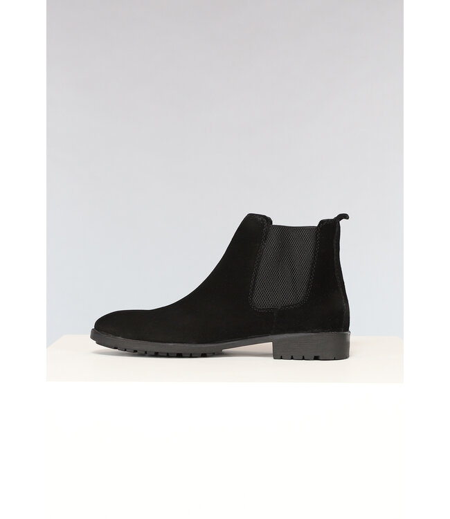 Zwarte Suèdelook Chelsea Boots met Zwarte Zool