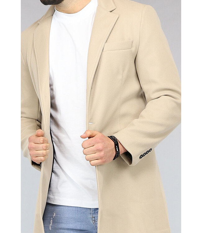 Beige Heren Trenchcoat met Zakken