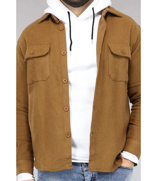 Heren Overshirt in Bruin met Knopen
