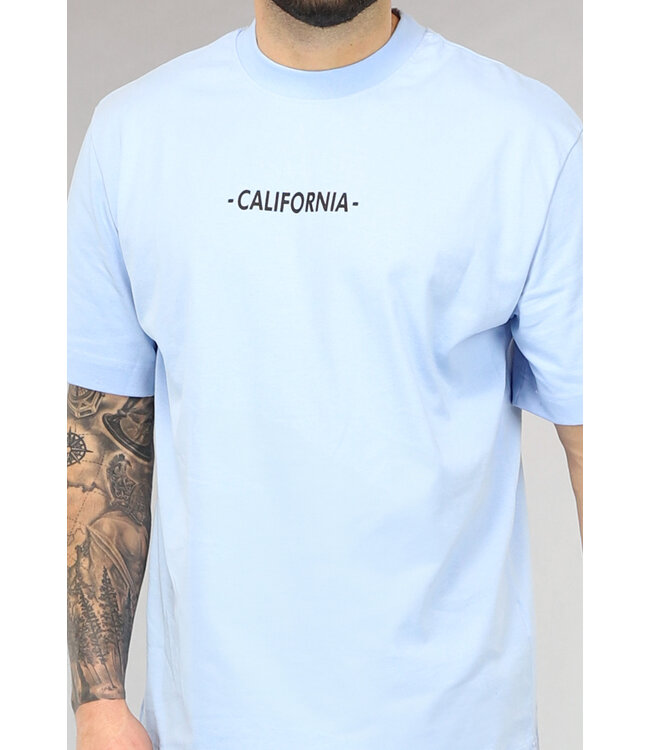 Lichtblauw California Print Heren T-Shirt