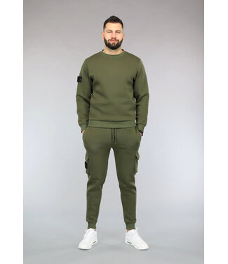 Legergroen Heren Huispak met Patches