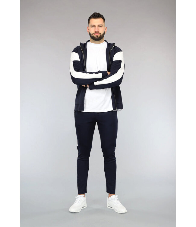 Donkerblauw Heren Trainingspak met Witte Details