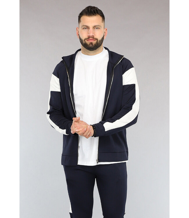 Donkerblauw Heren Trainingspak met Witte Details