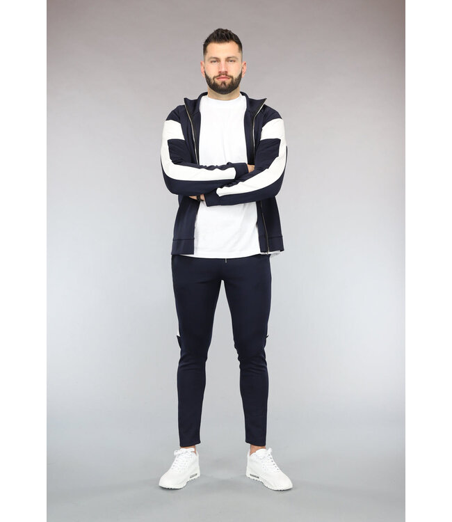 Donkerblauw Heren Trainingspak met Witte Details