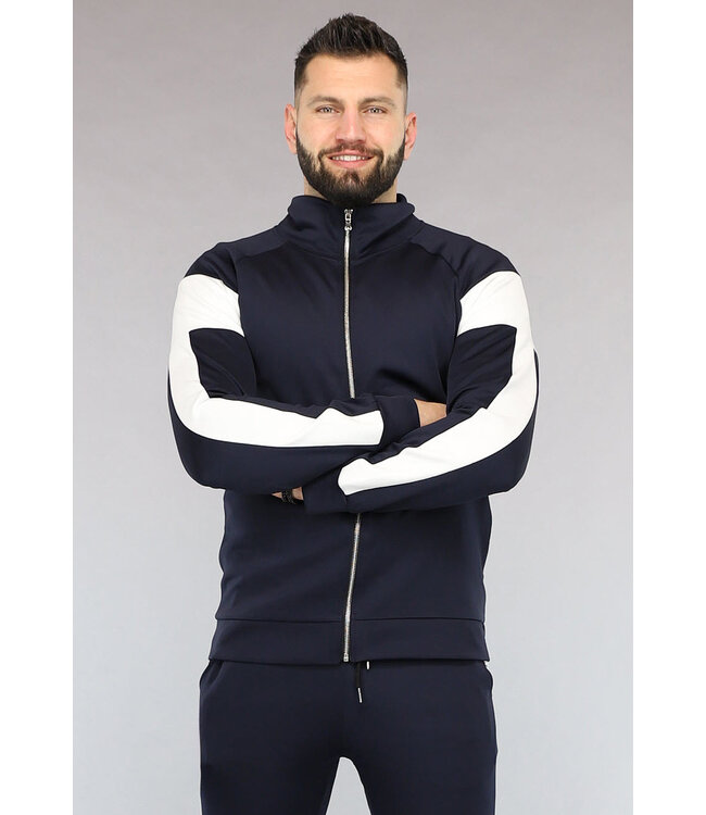 Donkerblauw Heren Trainingspak met Witte Details