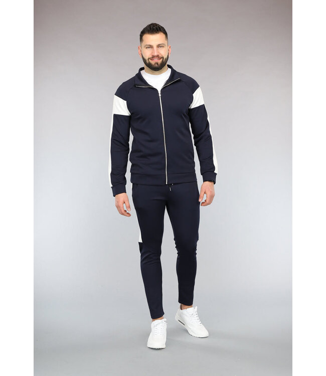 Donkerblauw Heren Trainingspak met Witte Details