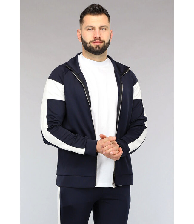 Donkerblauw Heren Trainingspak met Witte Details