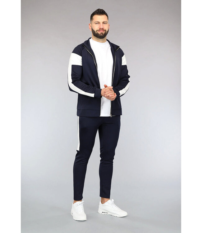 Donkerblauw Heren Trainingspak met Witte Details