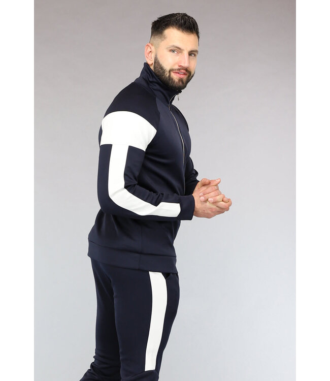 Donkerblauw Heren Trainingspak met Witte Details