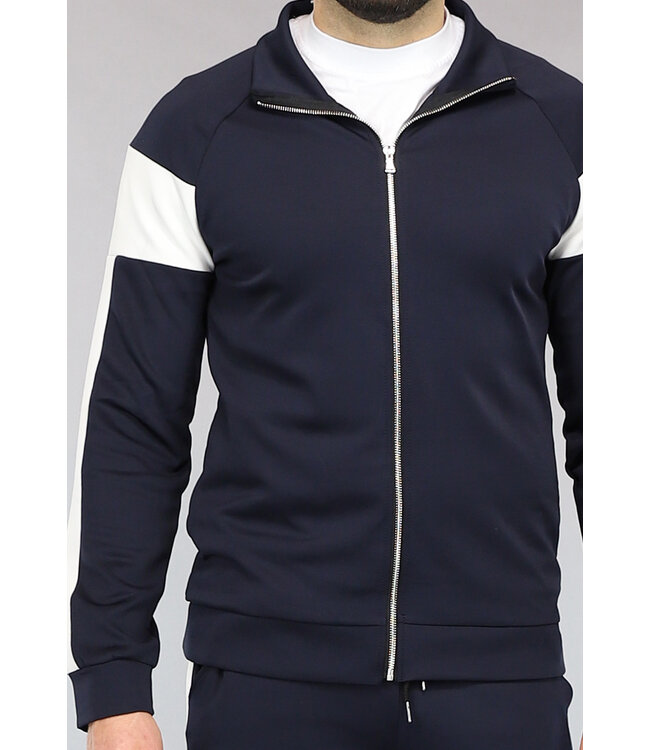 Donkerblauw Heren Trainingspak met Witte Details