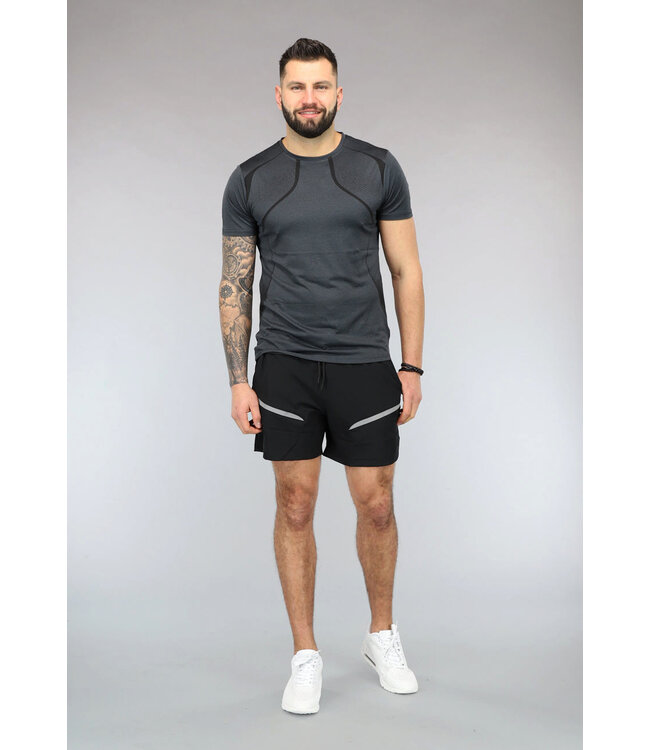 NEW2903 Antraciet Heren Sport Tenue met Zwarte Short