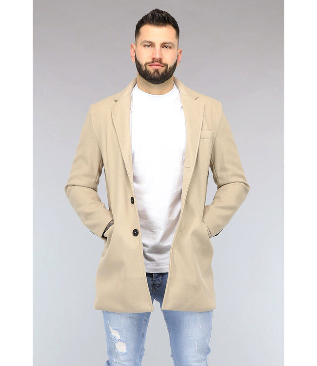 Beige Heren Trenchcoat met Zakken