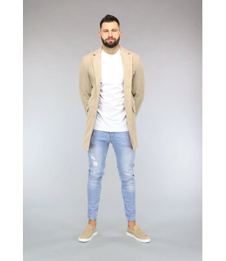 NEW2302 Beige Heren Trenchcoat met Zakken