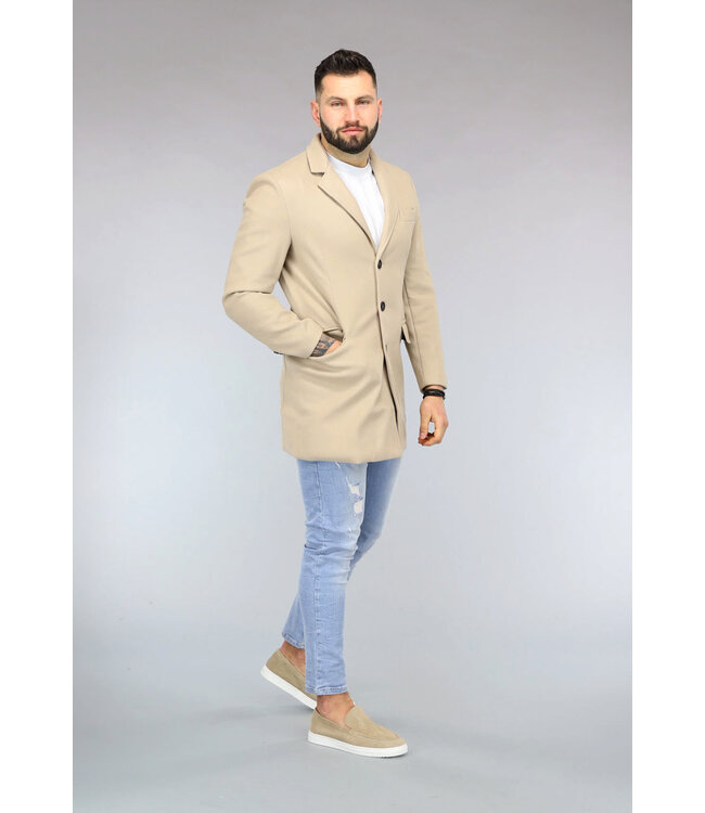 Beige Heren Trenchcoat met Zakken