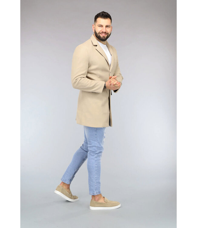 Beige Heren Trenchcoat met Zakken