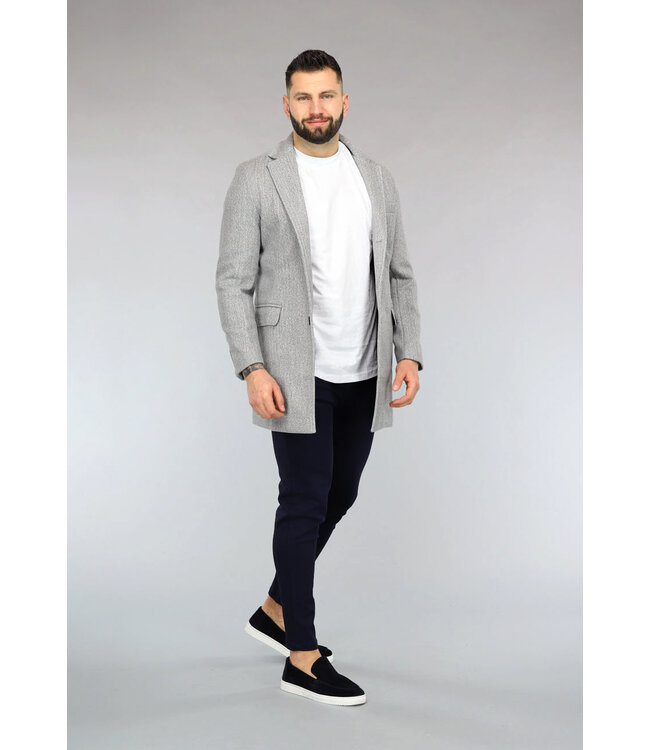 Grijze Heren Trenchcoat met Zakken