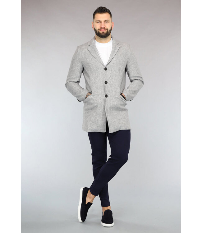 Grijze Heren Trenchcoat met Zakken