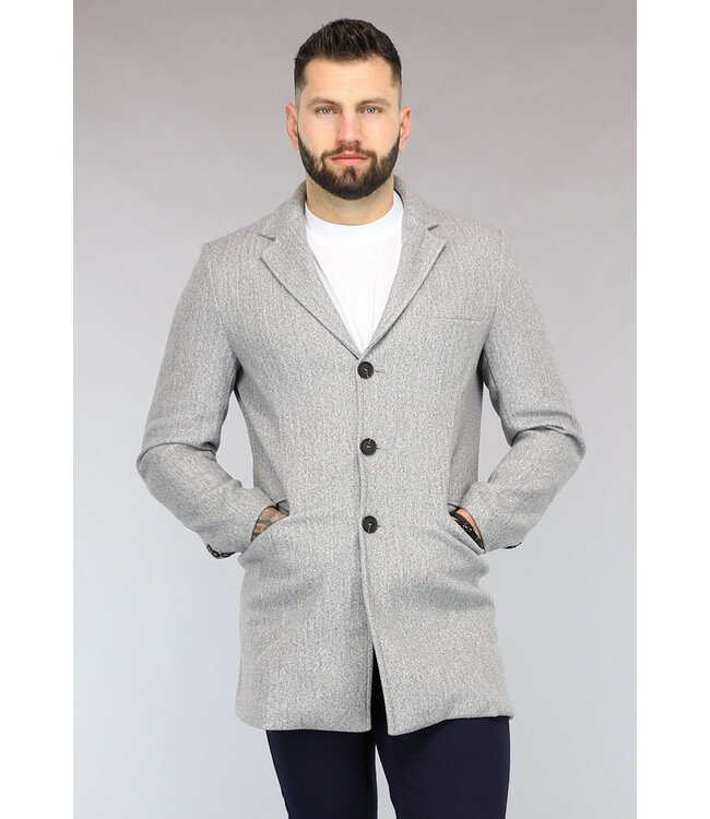 NEW2302 Grijze Heren Trenchcoat met Zakken