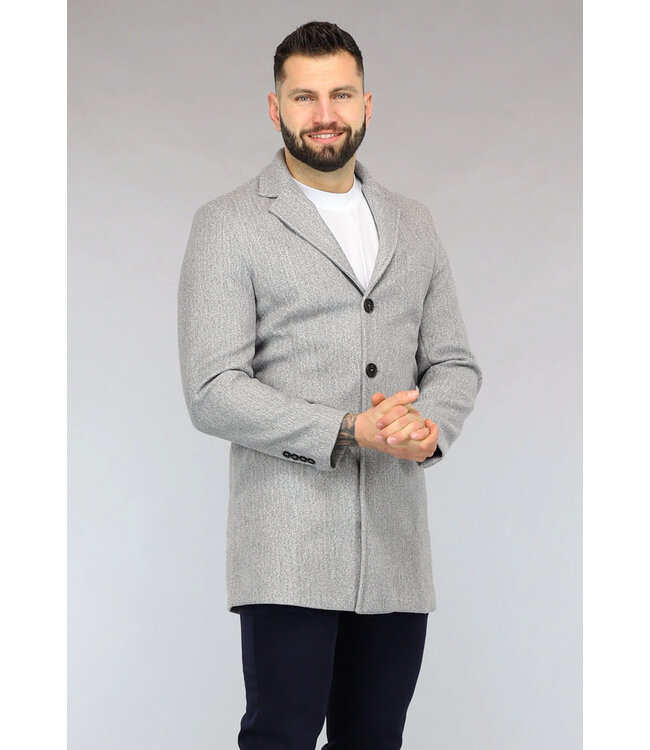 Grijze Heren Trenchcoat met Zakken