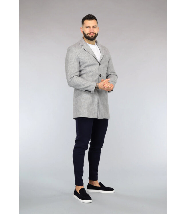 Grijze Heren Trenchcoat met Zakken