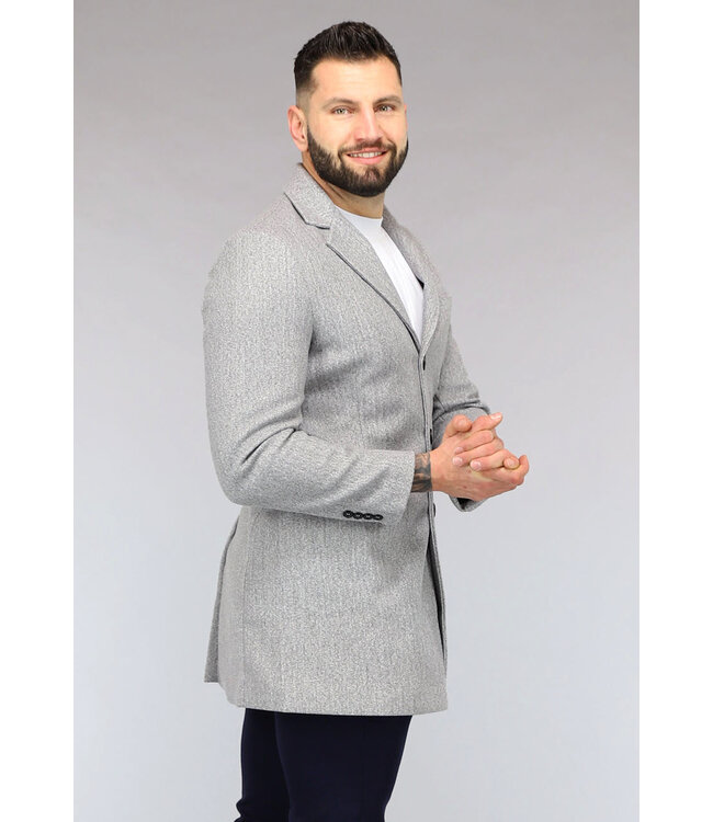 Grijze Heren Trenchcoat met Zakken
