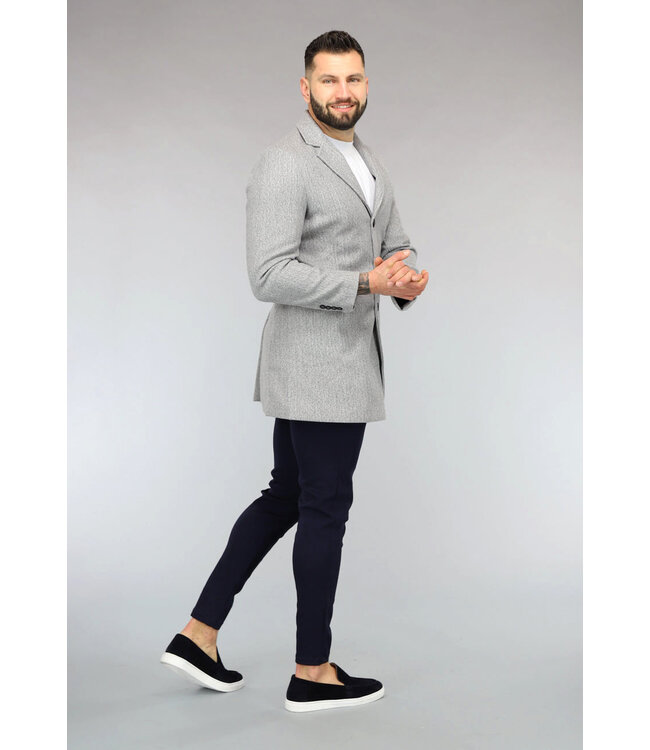 Grijze Heren Trenchcoat met Zakken
