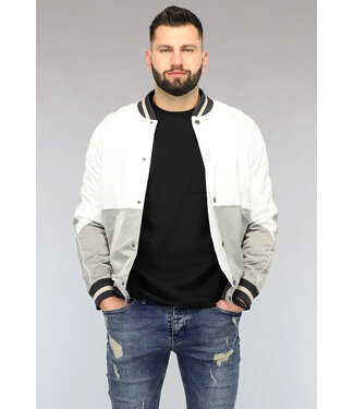 Wit Heren Bomber Jack met Grijze Vlakken