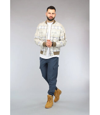 Beige Bomberjack met Aztec Print