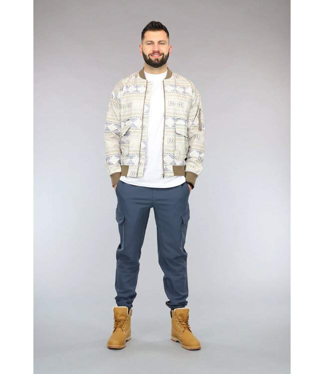 Beige Bomberjack met Aztec Print
