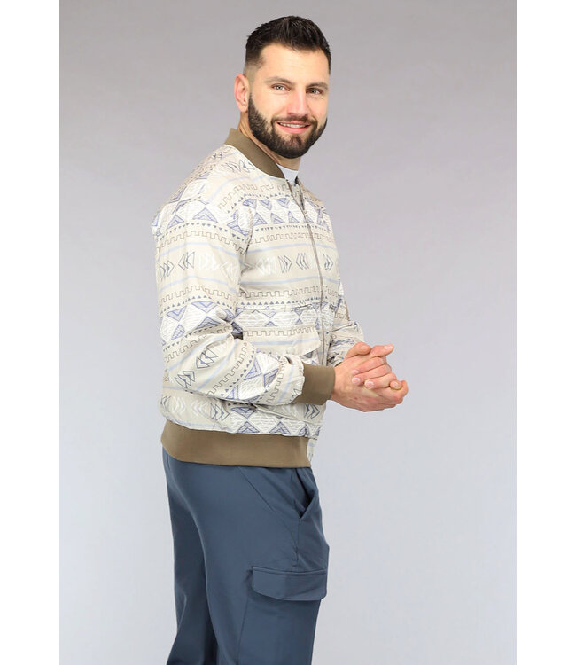 Beige Bomberjack met Aztec Print