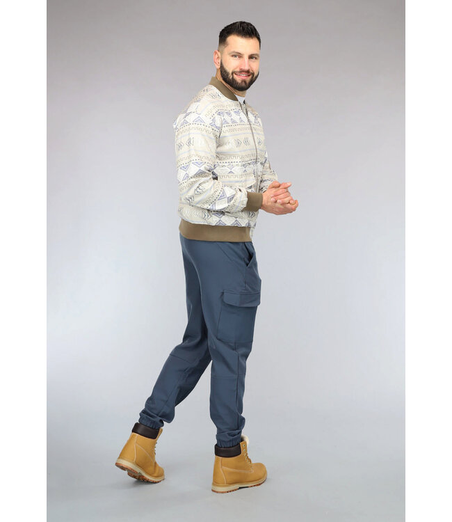Beige Bomberjack met Aztec Print