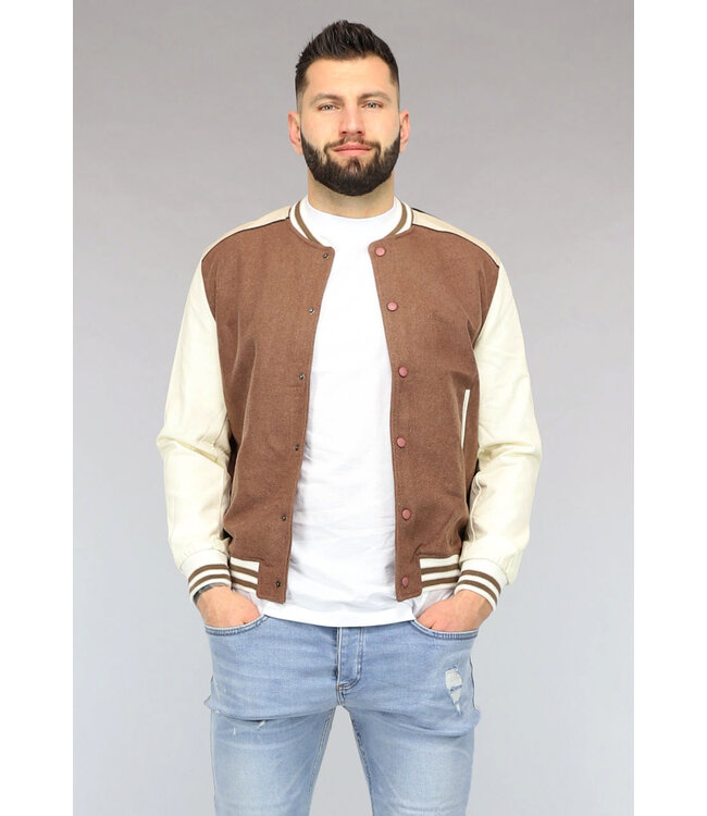 NEW2302 Vintage Look Mannen Bomber Jas in Bruin