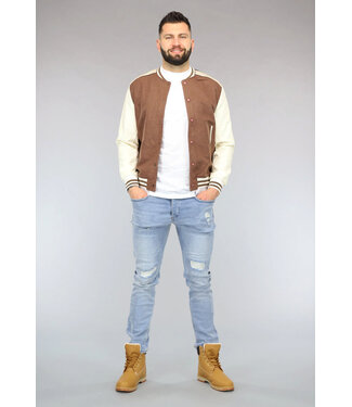 NEW2302 Vintage Look Mannen Bomber Jas in Bruin