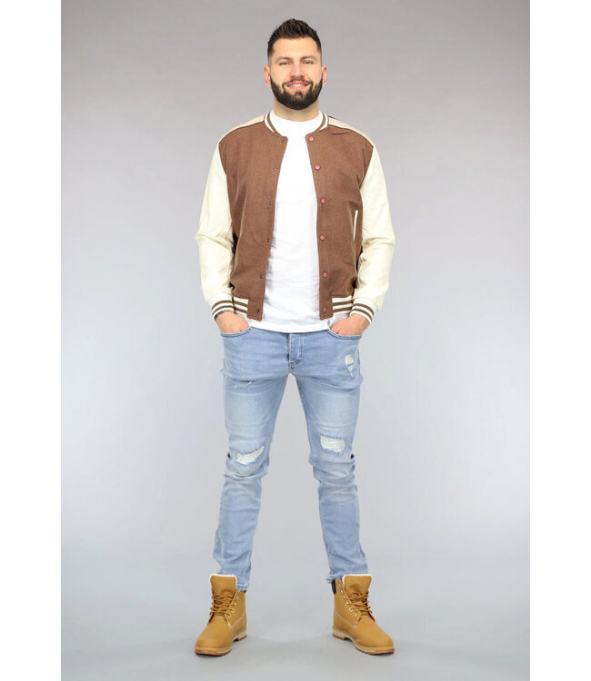Vintage Look Mannen Bomber Jas in Bruin