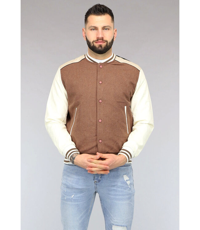 Vintage Look Mannen Bomber Jas in Bruin