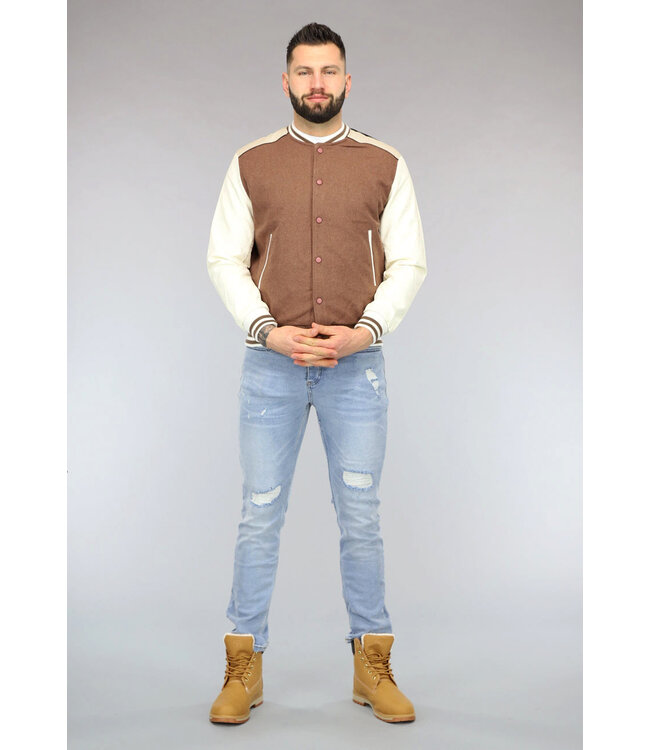 Vintage Look Mannen Bomber Jas in Bruin