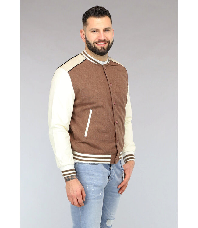 Vintage Look Mannen Bomber Jas in Bruin