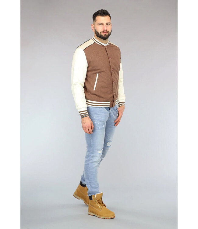 Vintage Look Mannen Bomber Jas in Bruin