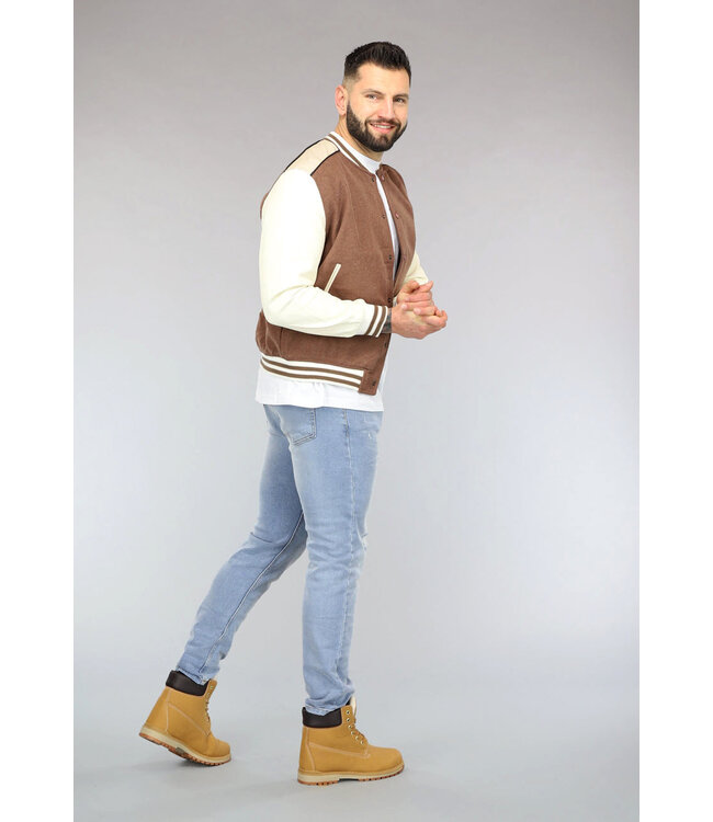 Vintage Look Mannen Bomber Jas in Bruin