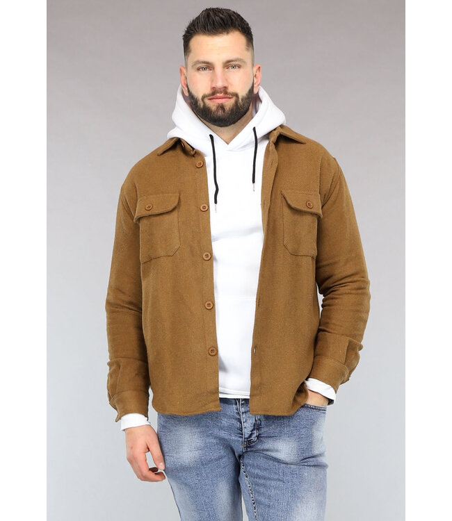 Heren Overshirt in Bruin met Knopen