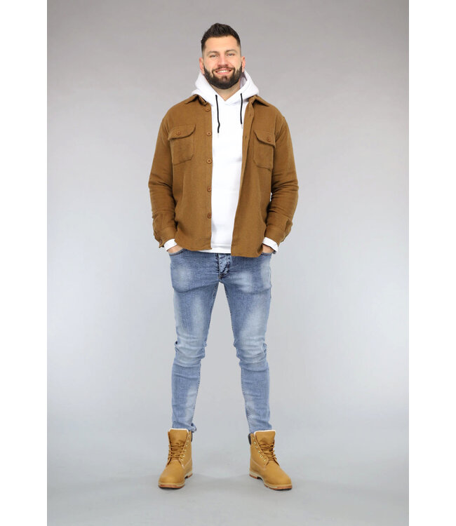 Heren Overshirt in Bruin met Knopen