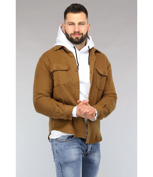 Heren Overshirt in Bruin met Knopen