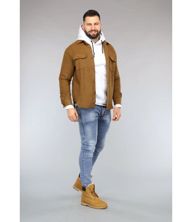 Heren Overshirt in Bruin met Knopen