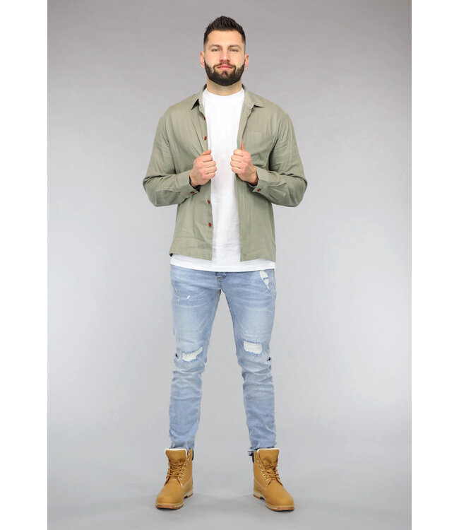 Salie Groene Linnenlook Heren Blouse