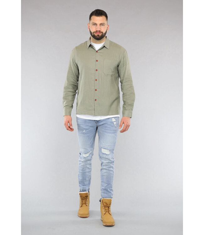Salie Groene Linnenlook Heren Blouse