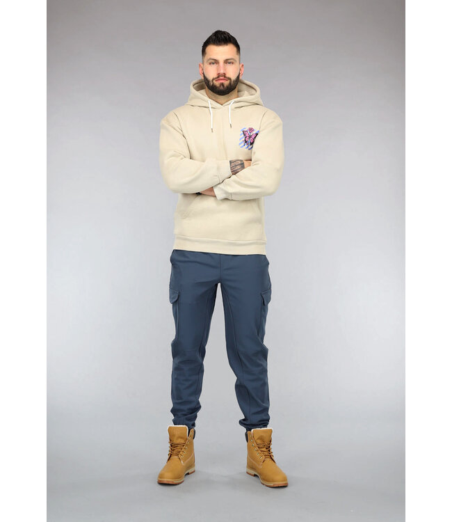Beige Heren Hoodie met Vlinder Print