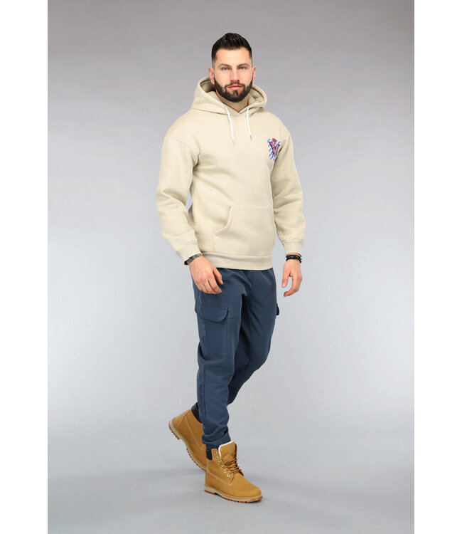 Beige Heren Hoodie met Vlinder Print