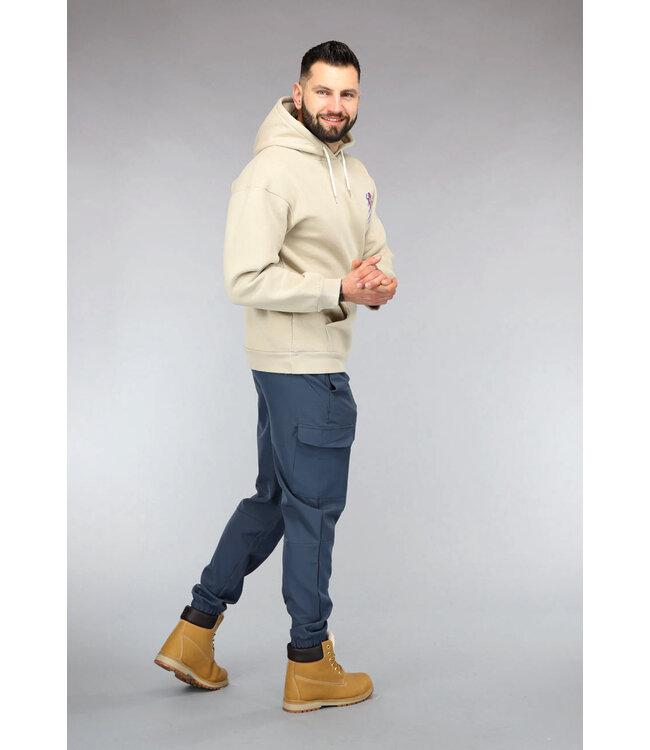 Beige Heren Hoodie met Vlinder Print