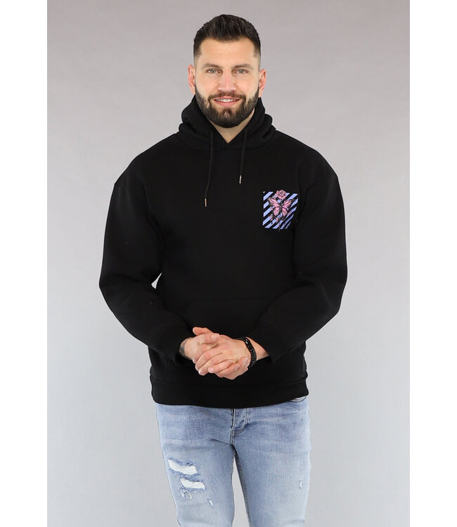 Zwarte Vlinder Heren Hoodie